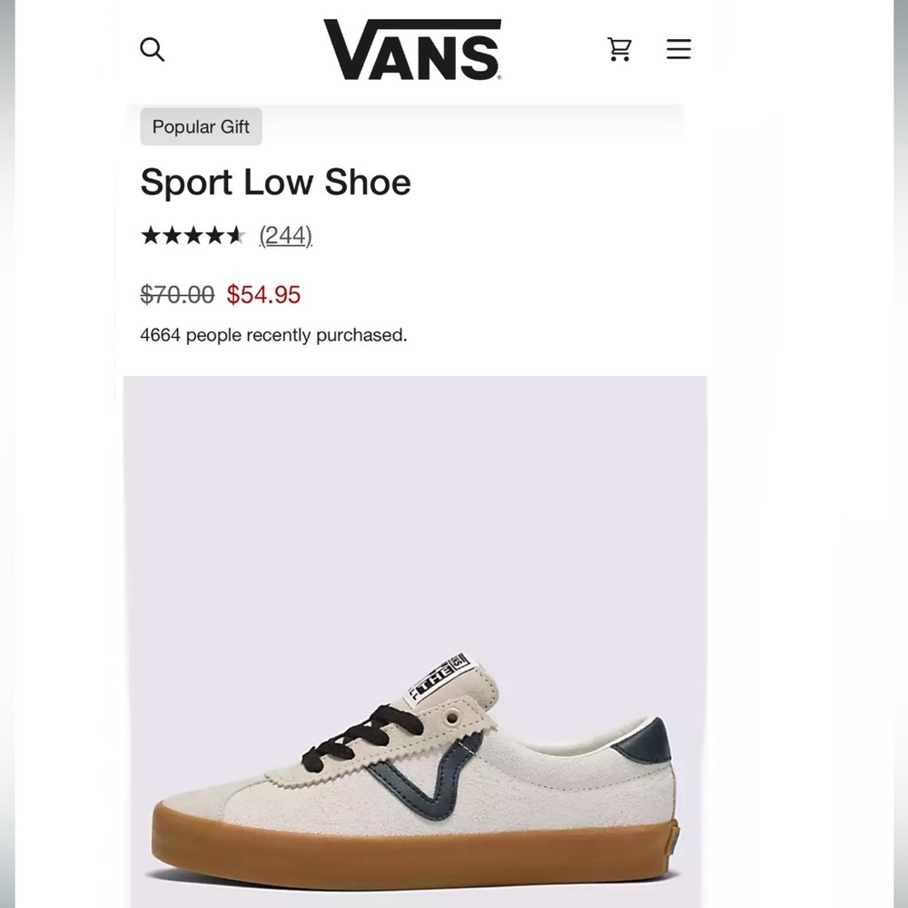 Vans sport low shoe marshmallow white (men’s 4.5 / women’s 6) worn once
